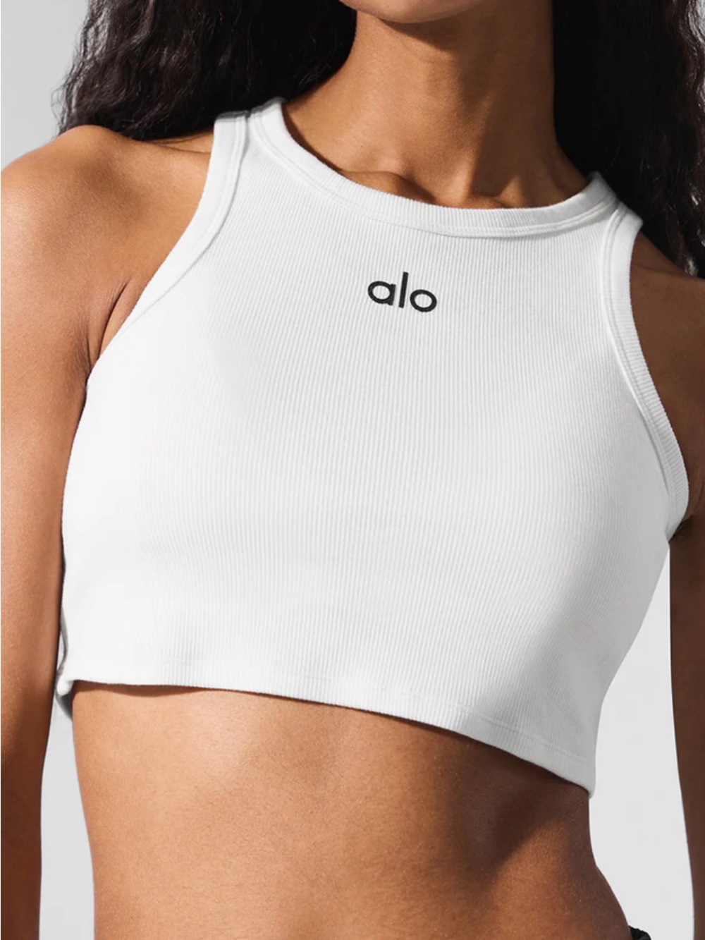 Alo ASPIRE Ribbed Crop Tank - White